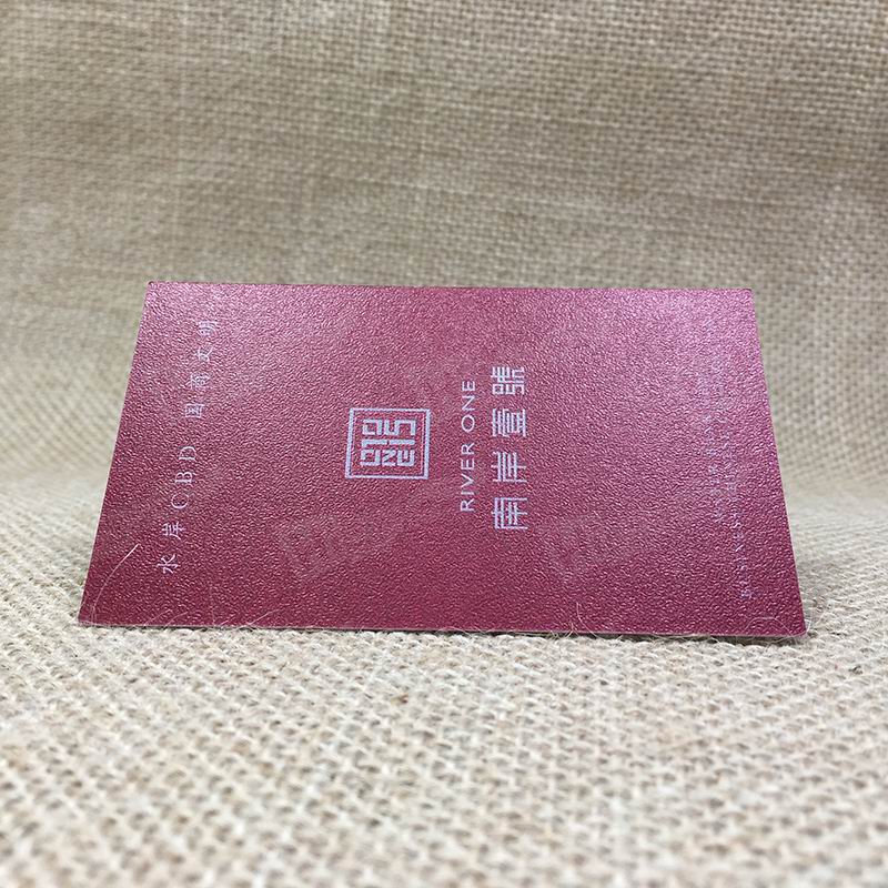 300g Leather Pattern Business Cards Printed Dark Red For Real Estate