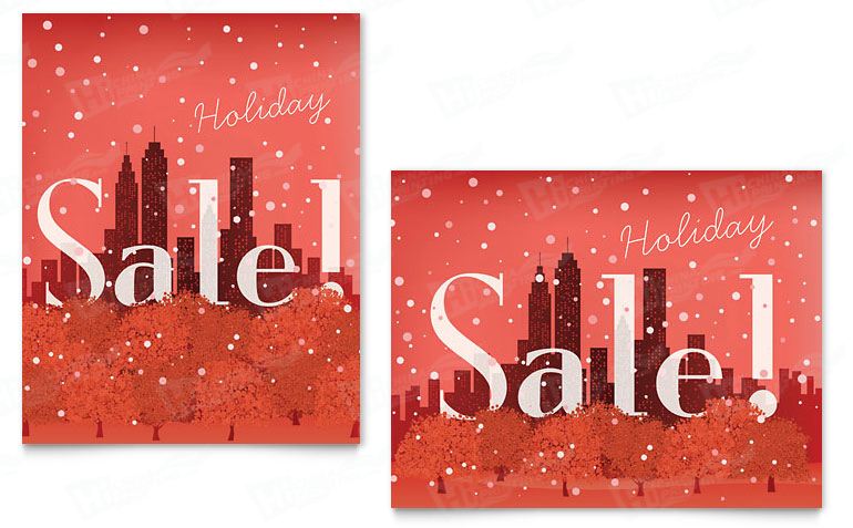 Cityscape Winter Holiday Sale Posters Printing