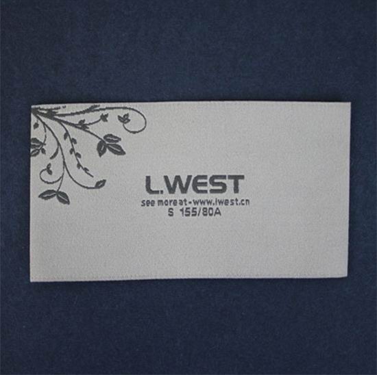 Grey Onto White Damask Woven Labels